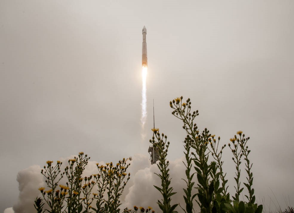 The United Launch Alliance (ULA) Atlas V rocket with the Landsat 9 satellite onboard launches, Monday, September 27, 2021, from Space Launch Complex 3 at Vandenberg Space Force Base in California. 